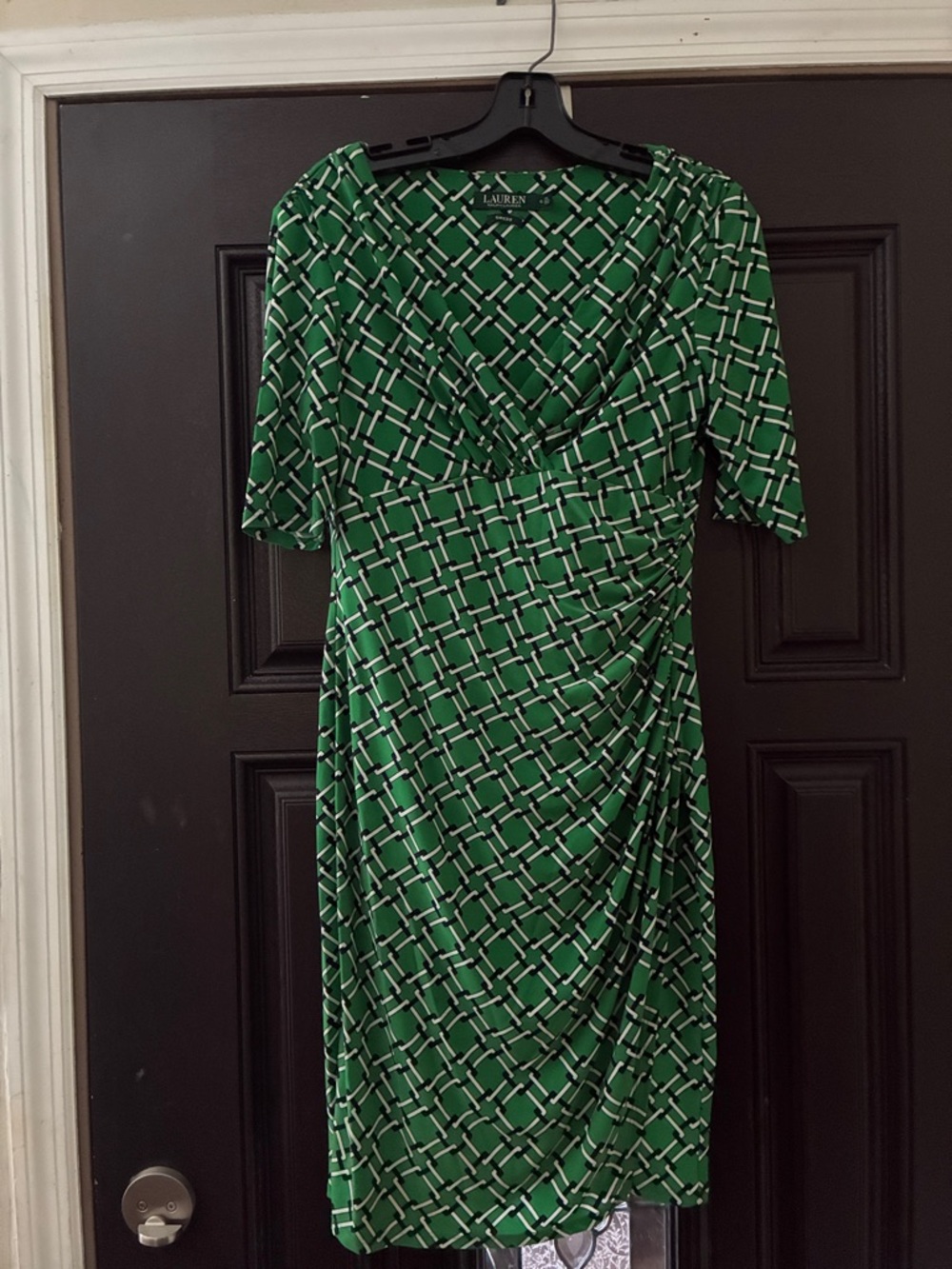 Ralph Lauren Green Geometric Print Dress